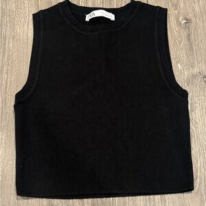 Zara Black Sleeveless Crop Top Size M